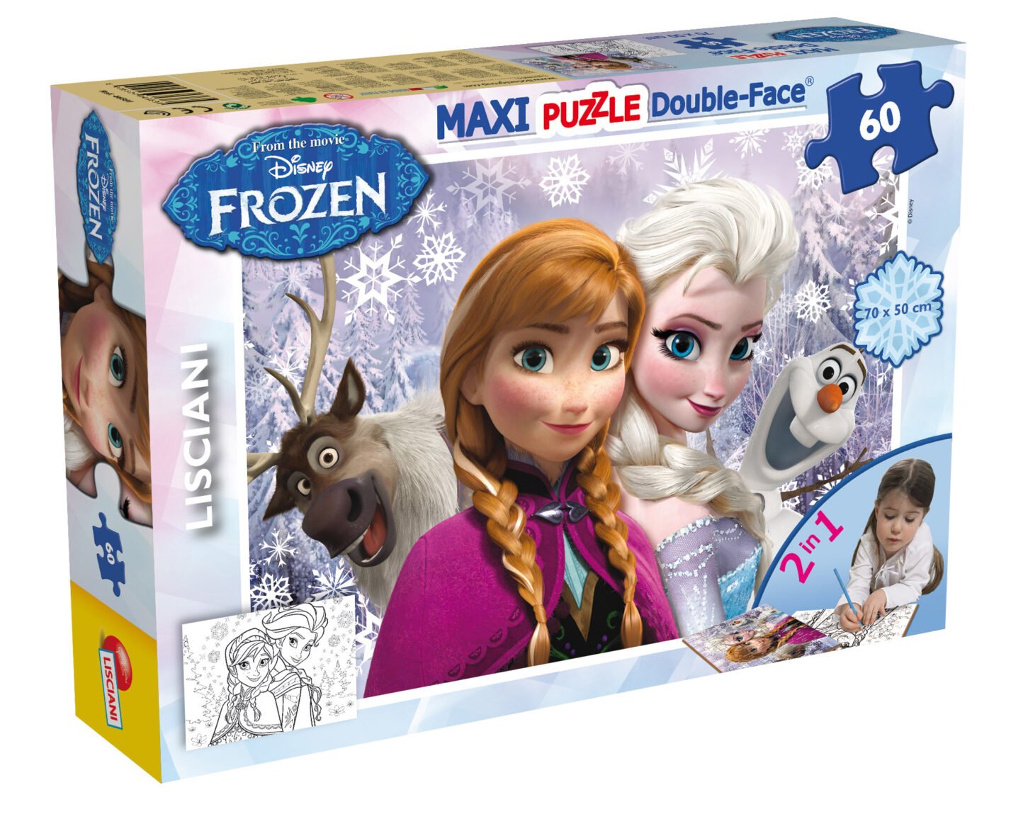 Puzzle Double-Face Géant La Reine des Neiges – Sœurs pour Toujours – 60 pièces – Lisciani