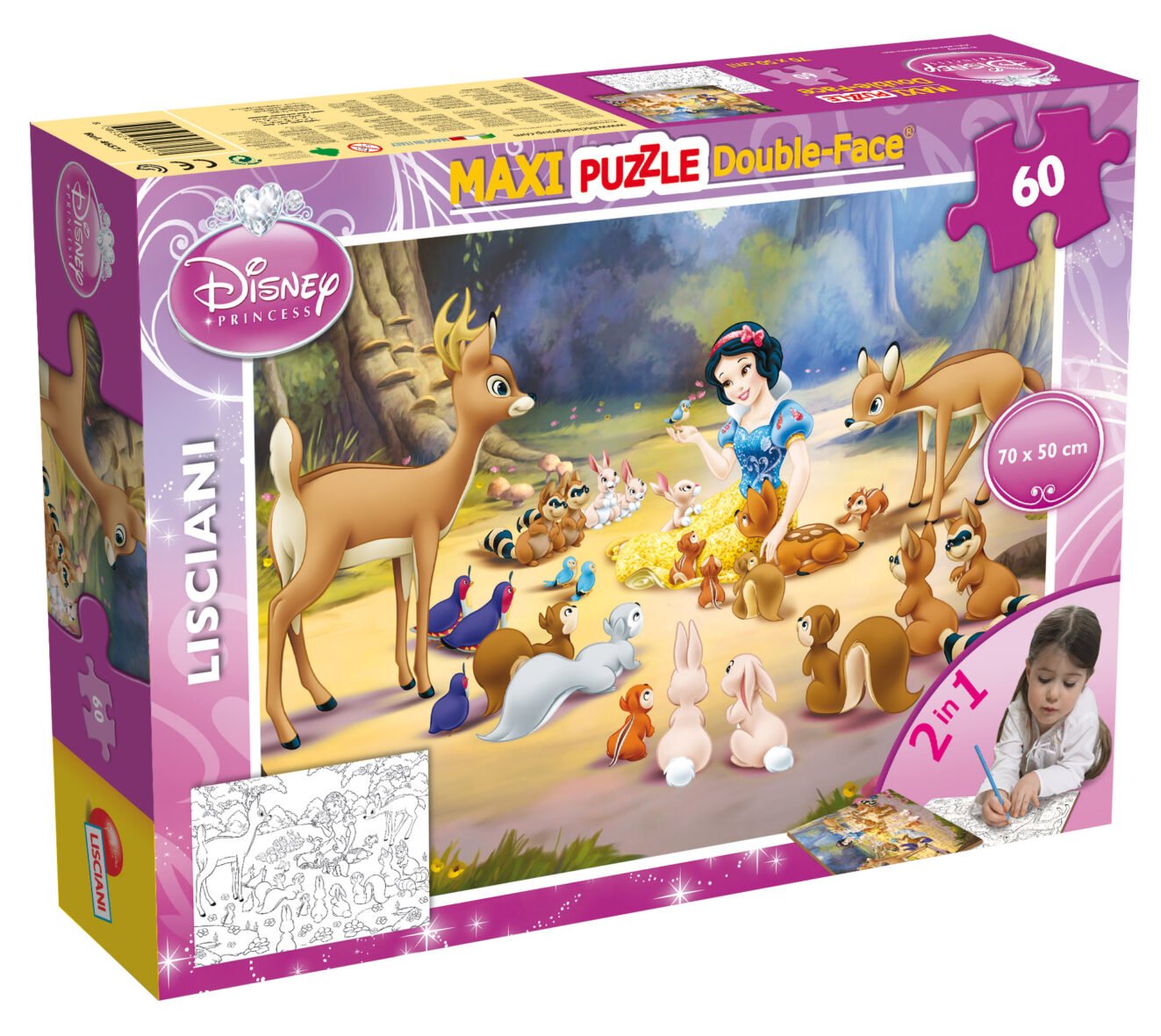 Puzzle Double-Face Géant Blanche-Neige – 60 pièces – Lisciani