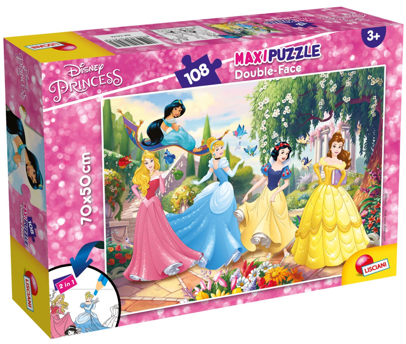 Puzzle Double-Face Géant Disney Princesses – Princesses pour Toujours – 108 pièces – Lisciani