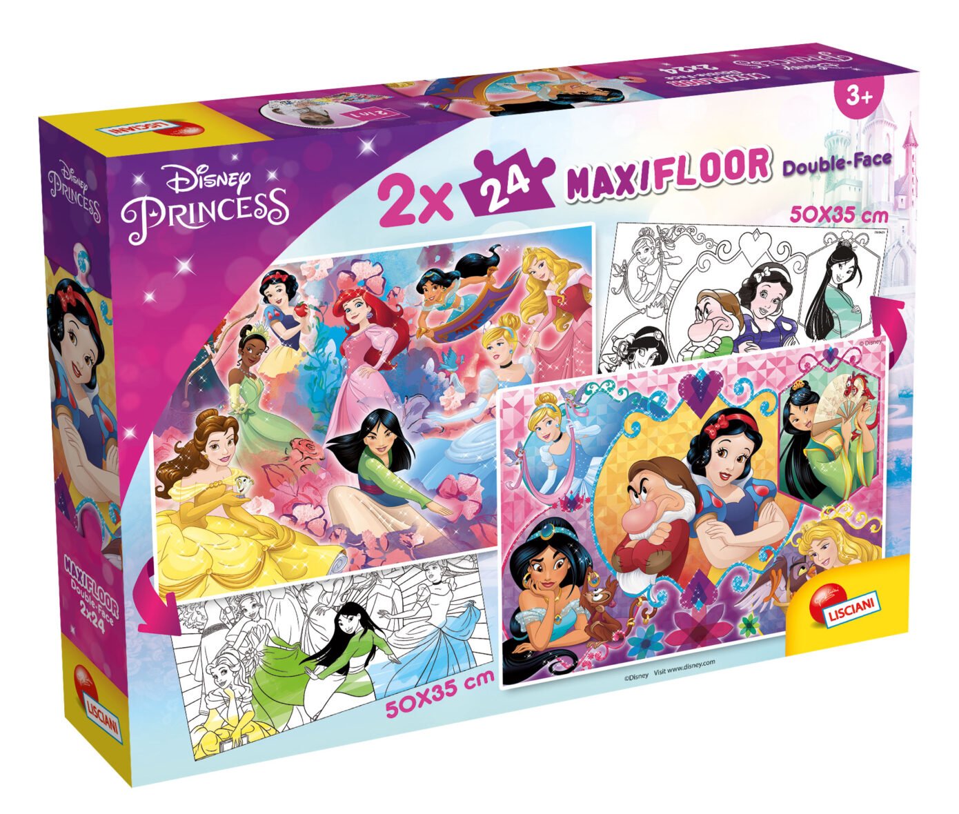 Puzzle Double-Face Géant Disney Princesses – 2 x 24 pièces – Lisciani