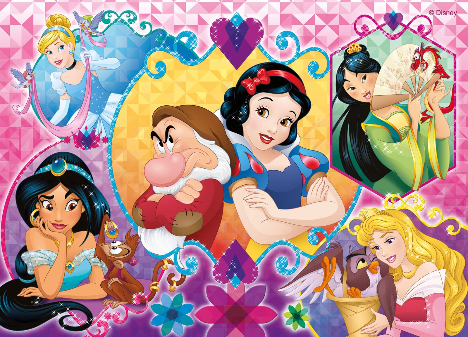 Puzzle Double-Face Géant Disney Princesses – 2 x 24 pièces – Lisciani