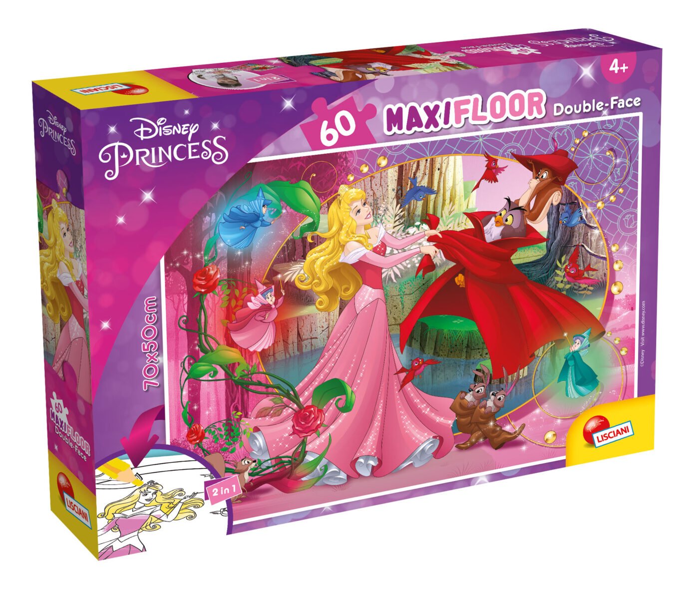 Puzzle Double-Face Géant La Belle au Bois Dormant – 60 pièces – Lisciani