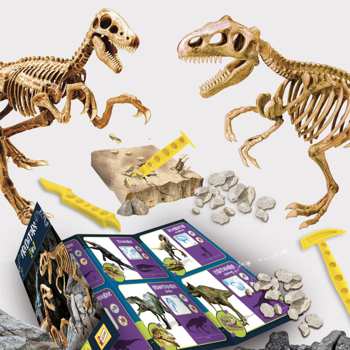 Coffret de Fouille Predators – T-Rex et Vélociraptor 2 en 1 – Lisciani