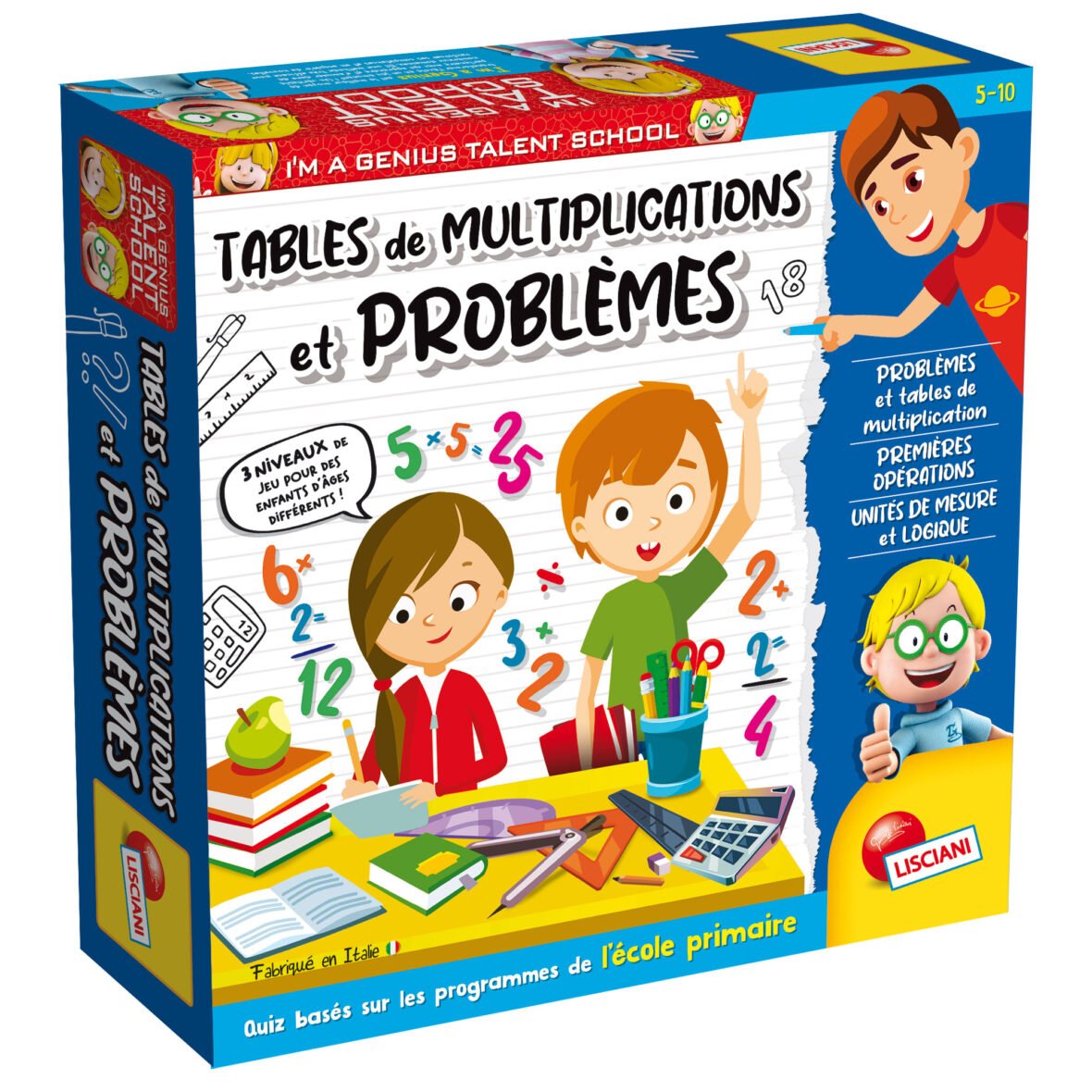 Jeu de Calcul Genius Talent School – Multiplications et Problèmes – Lisciani