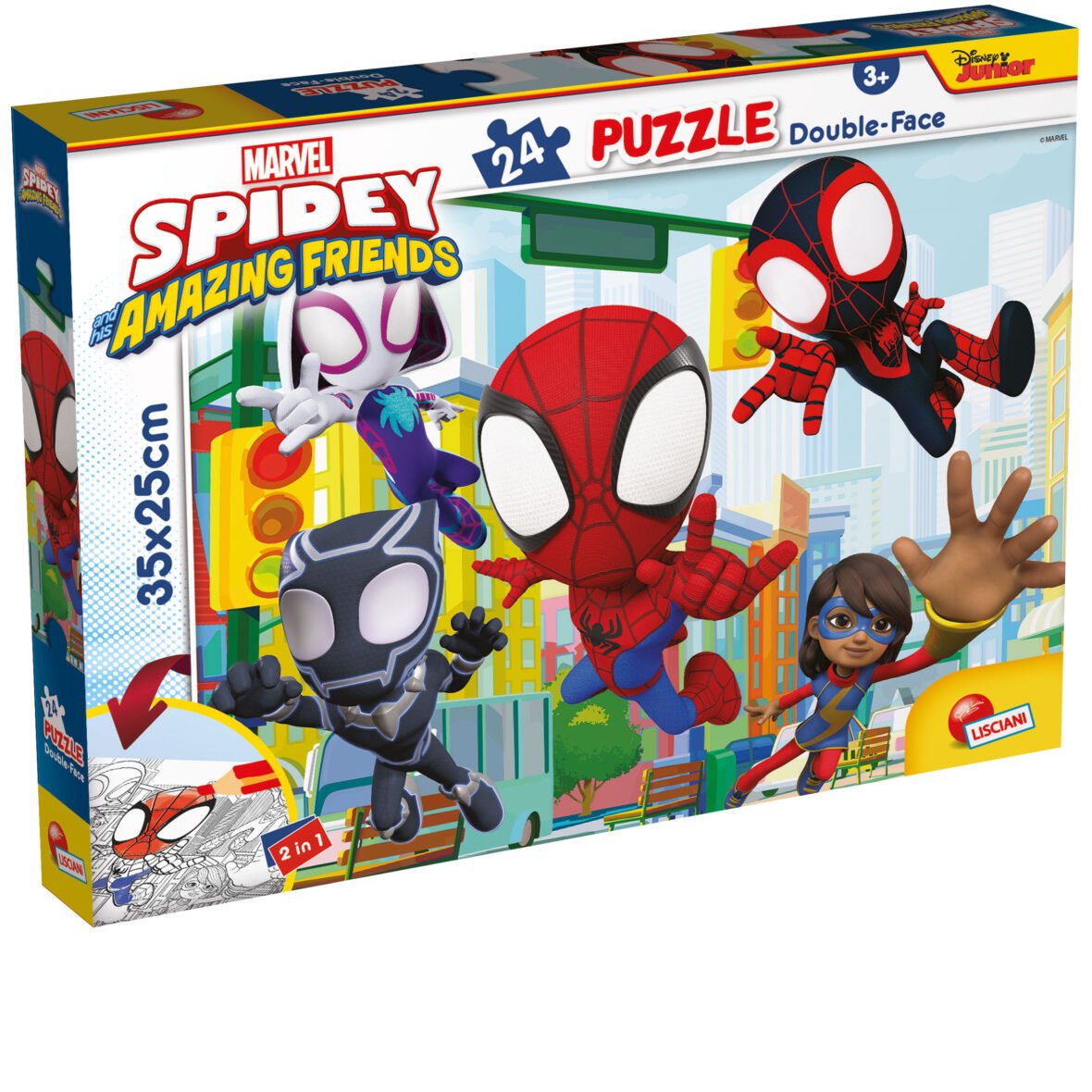 Puzzle Double-Face Spidey – 24 pièces – Format Compact – Lisciani