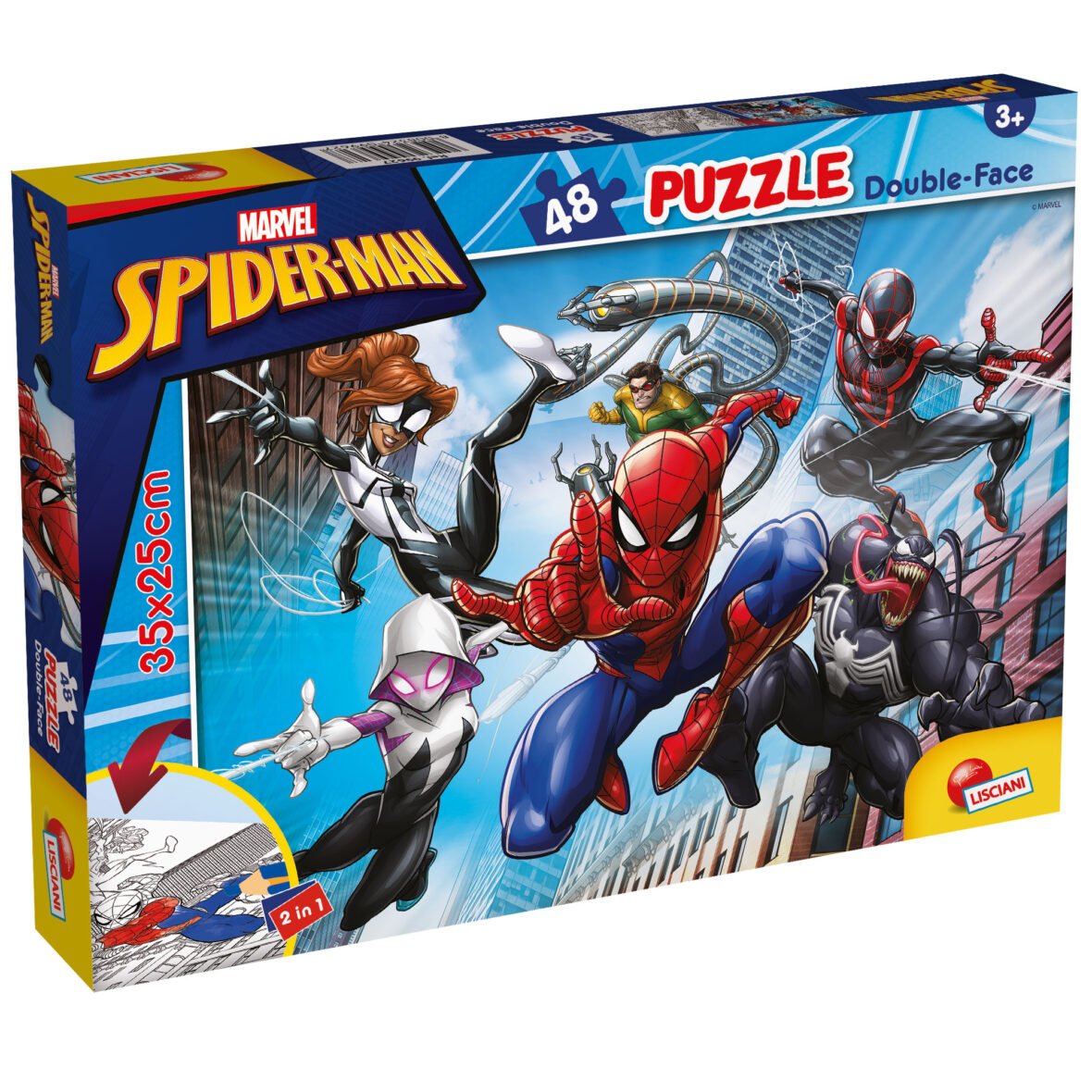 Puzzle Double-Face Spider-Man – 48 pièces – Format Compact – Lisciani