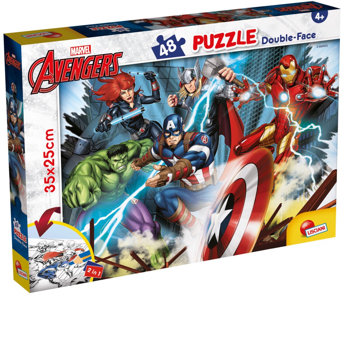 Puzzle Double-Face Avengers – 48 pièces – Format Compact – Lisciani