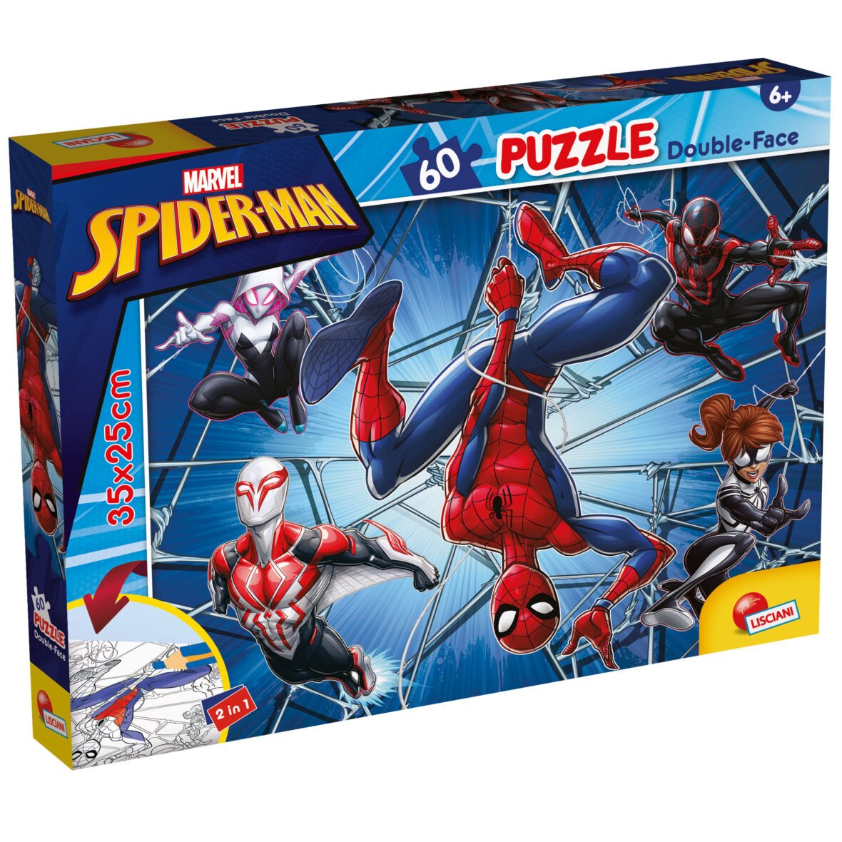 Puzzle Double-Face Spider-Man – 60 pièces – Format Compact – Lisciani