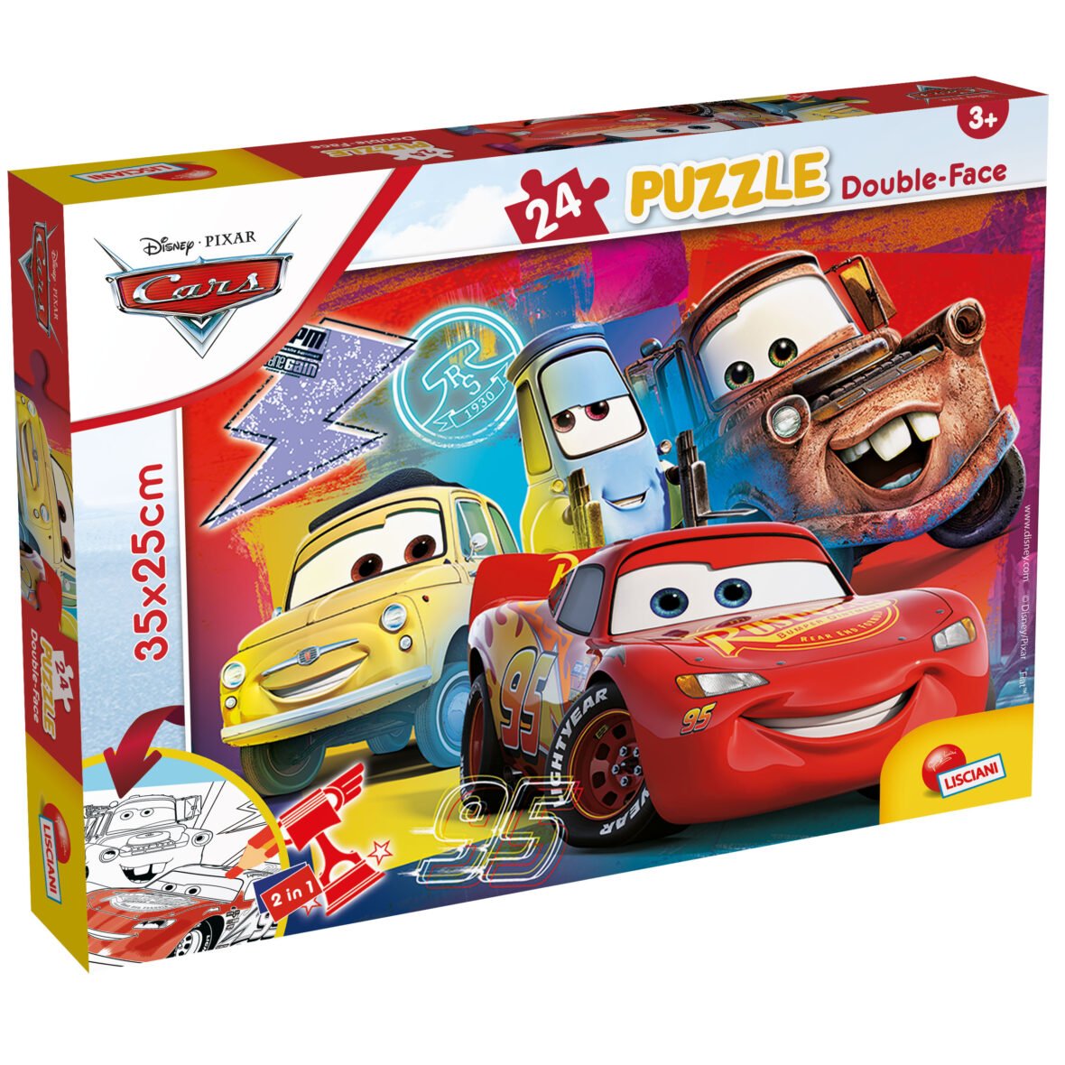 Puzzle Double-Face Cars – 24 pièces – Format Compact – Lisciani