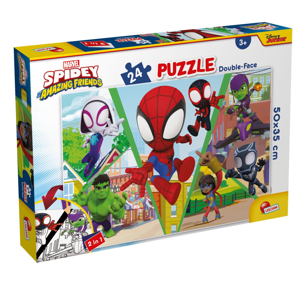 Puzzle Double-Face Spidey – Prêts pour le Défi – 24 pièces – Lisciani