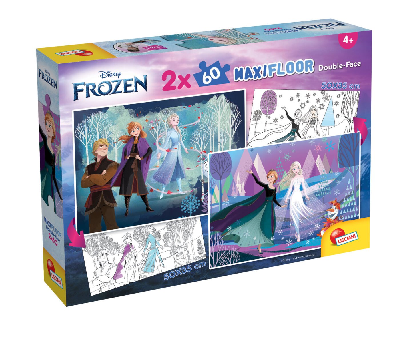 Puzzle Double-Face Géant La Reine des Neiges – 2 x 60 pièces – Lisciani