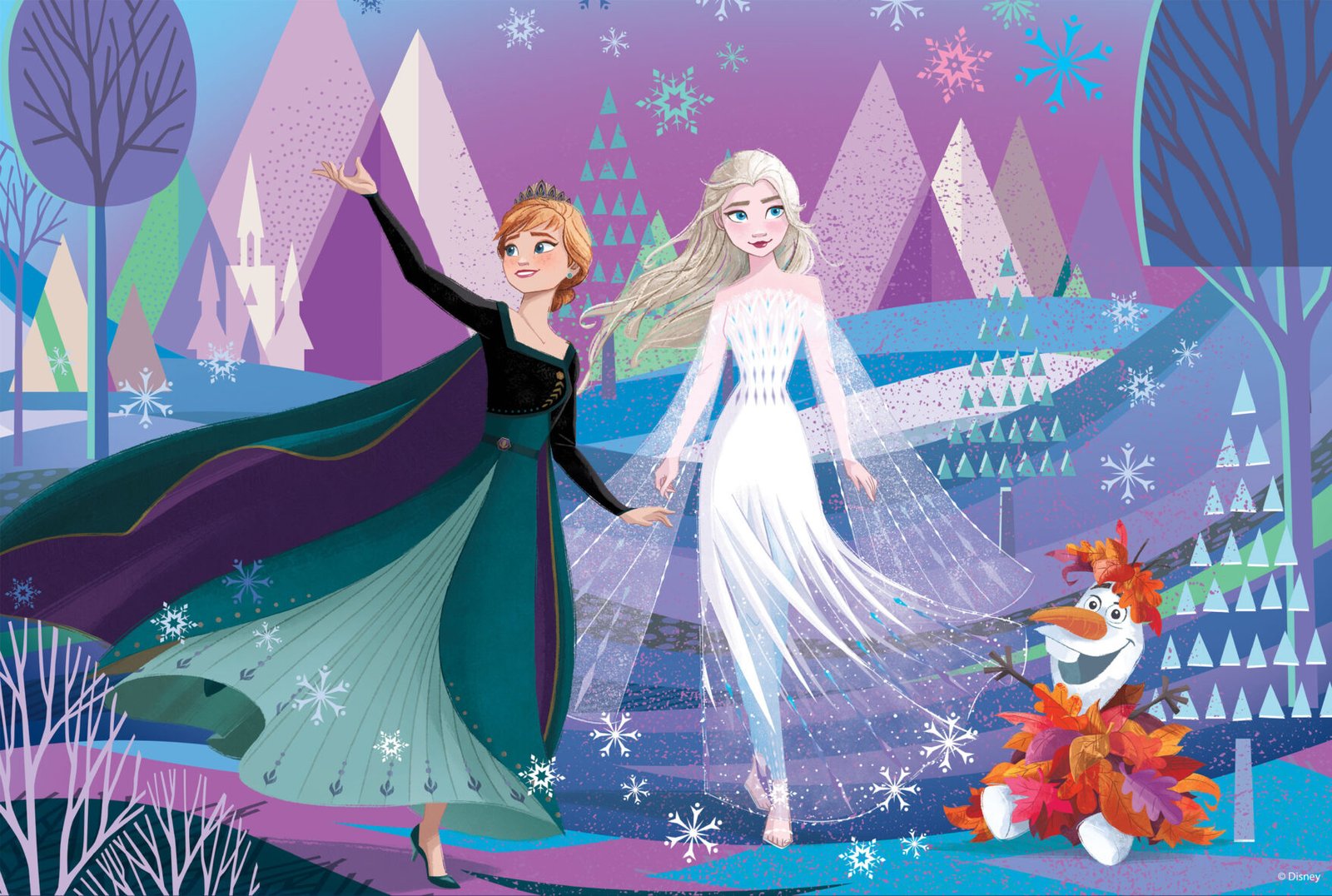 Puzzle Double-Face Géant La Reine des Neiges – 2 x 60 pièces – Lisciani