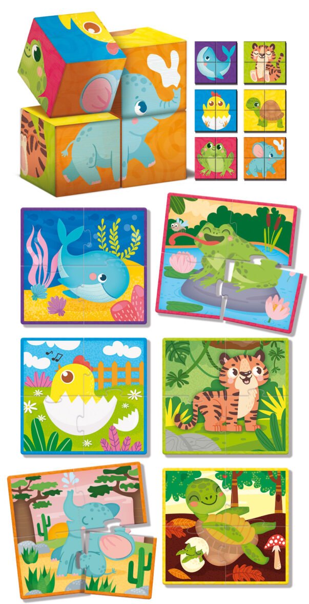 Jeu Montessori Baby – Cubes en Bois et Puzzles 2 en 1 – Lisciani
