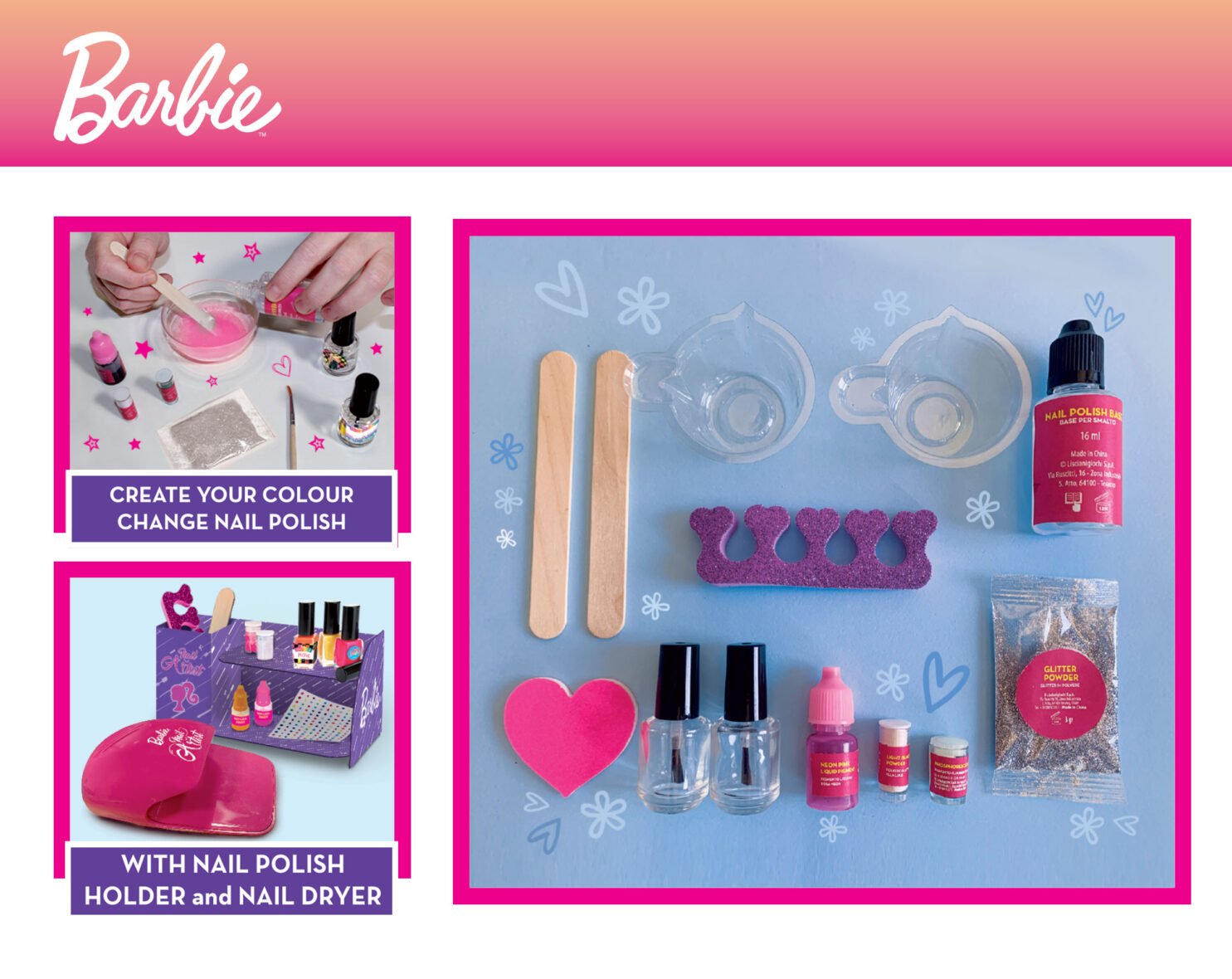 Atelier Barbie – Vernis à Effets et Séchoir – Lisciani