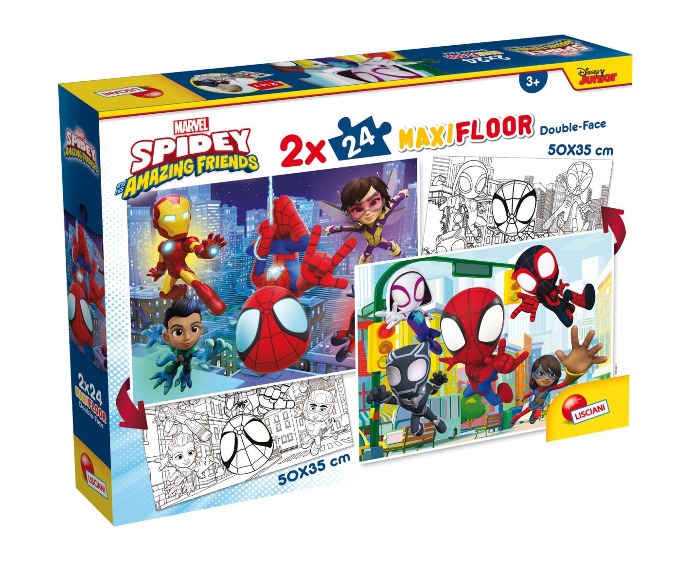 Puzzle Double-Face Géant Spidey – 2 x 24 pièces – Lisciani
