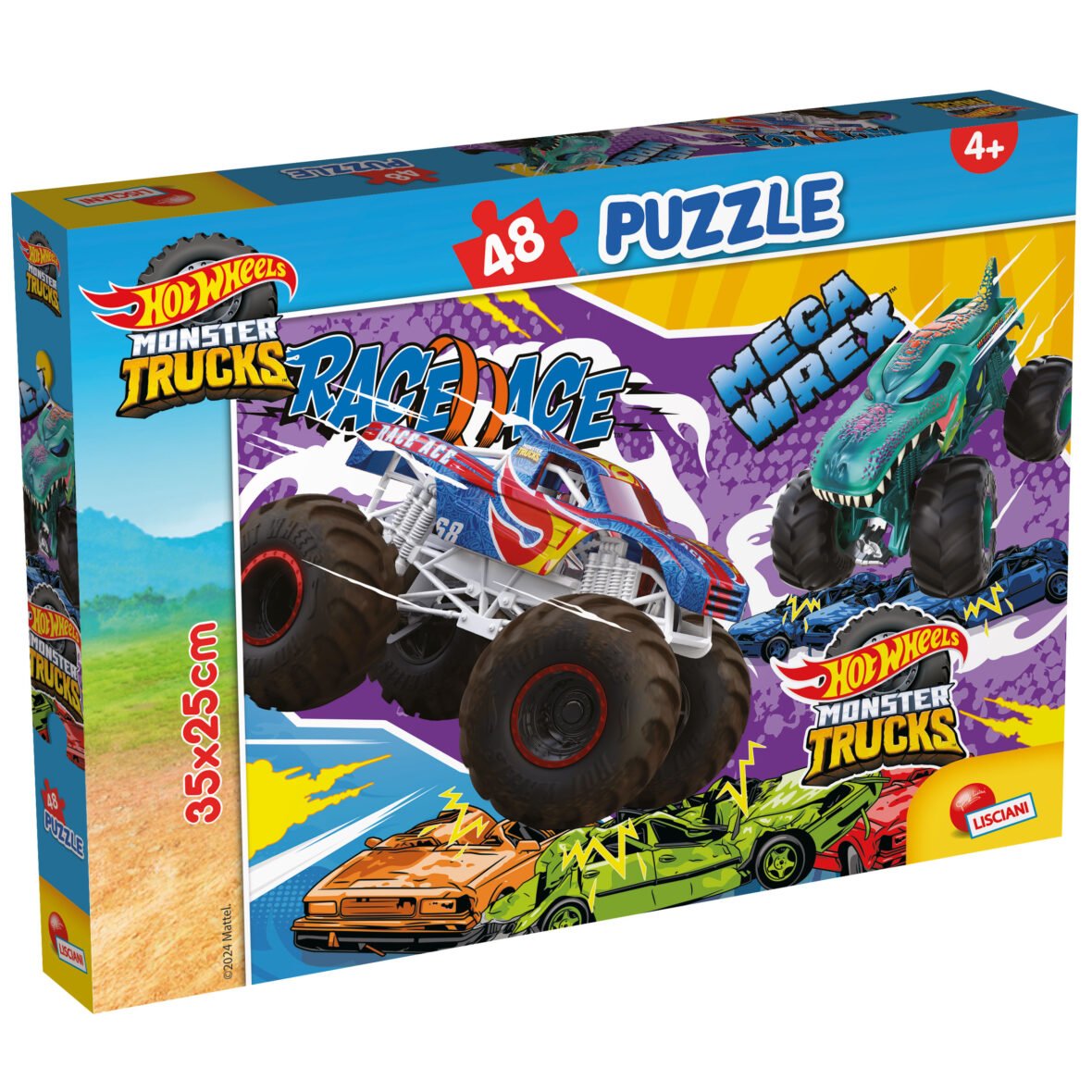 Puzzle Double-Face Hot Wheels Monster Trucks – 48 pièces – Format Compact – Lisciani