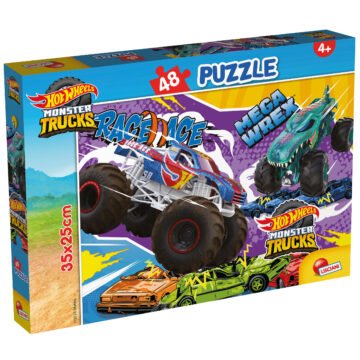 Puzzle Double-Face Hot Wheels Monster Trucks – 48 pièces – Format Compact – Lisciani
