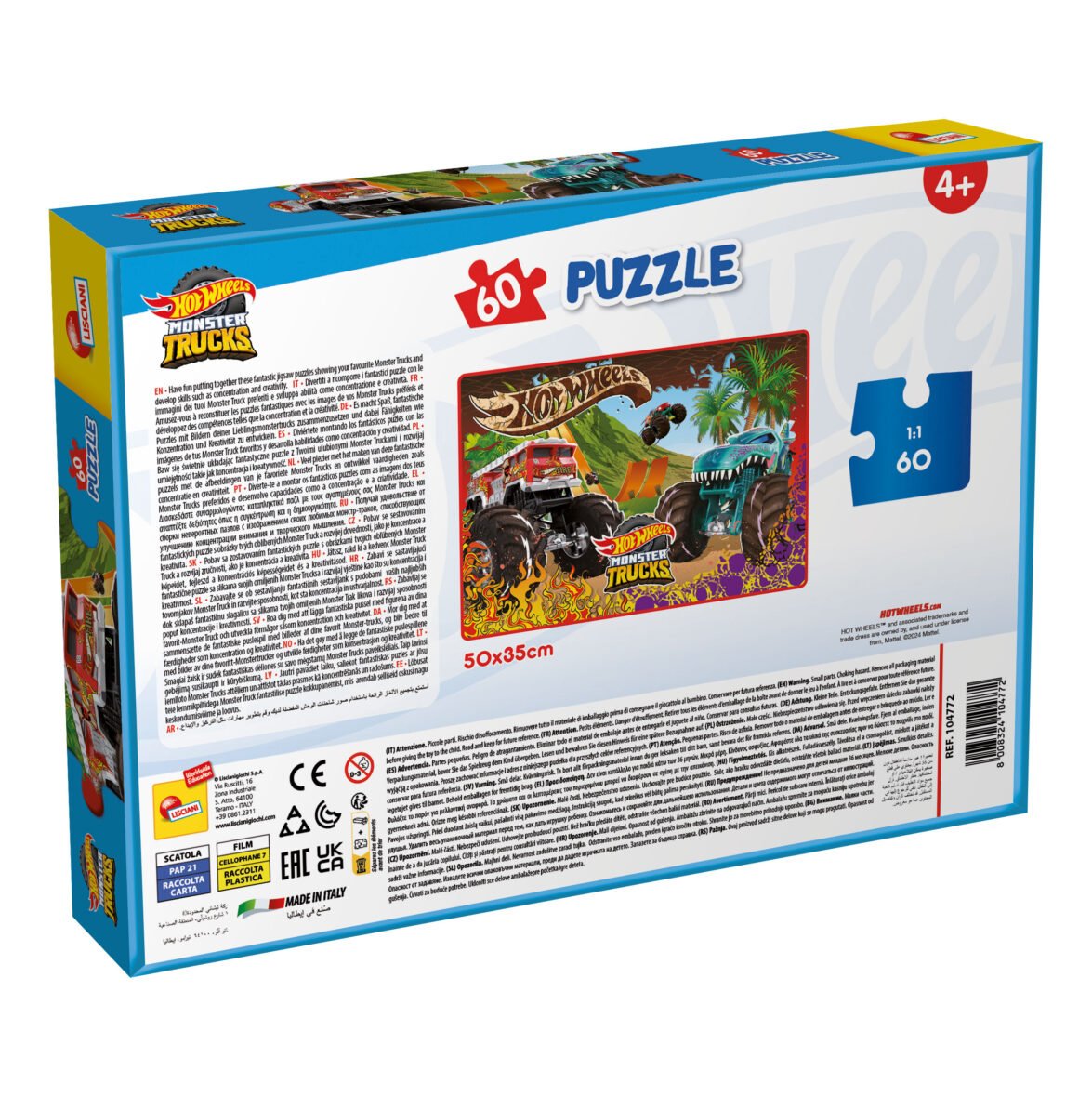 Puzzle Double-Face Hot Wheels Monster Trucks – 60 pièces – Lisciani