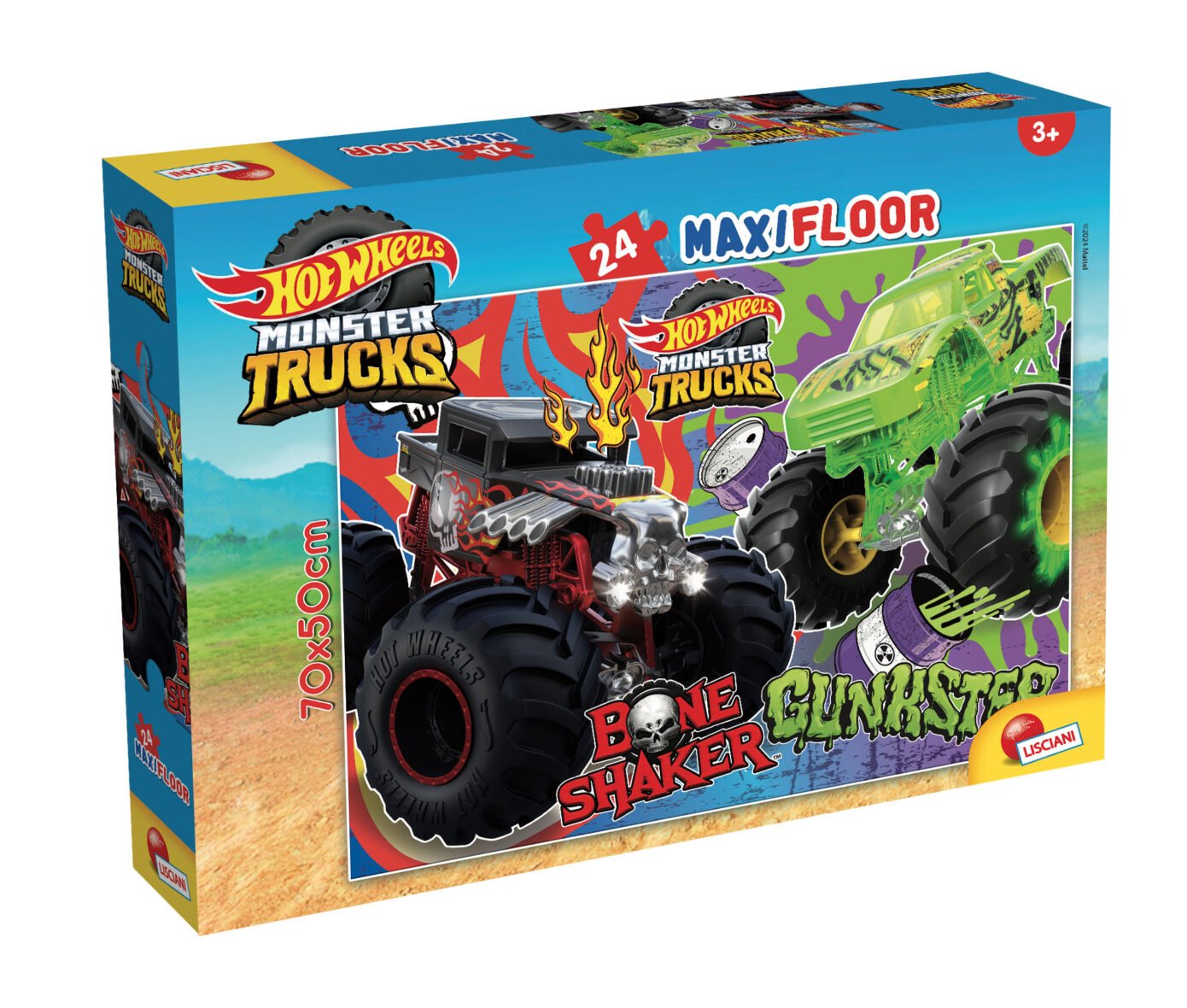 Puzzle Double-Face Géant Hot Wheels Monster Trucks – 24 pièces – Lisciani
