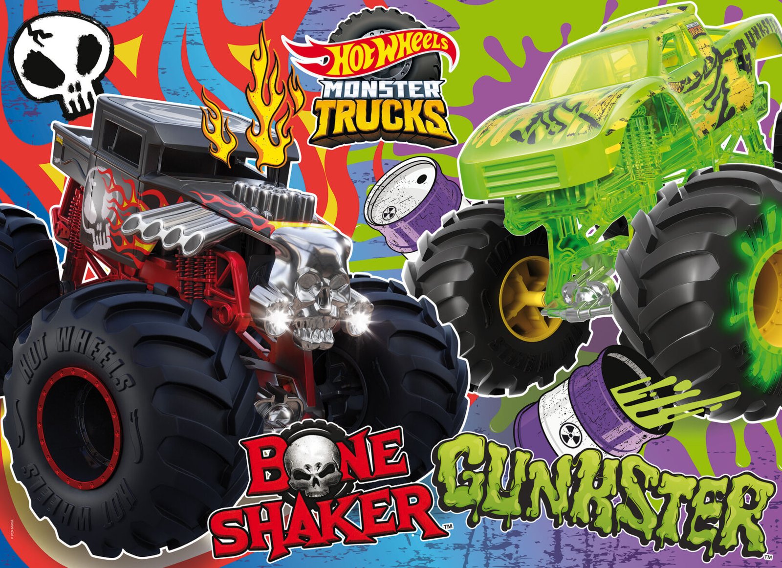 Puzzle Double-Face Géant Hot Wheels Monster Trucks – 24 pièces – Lisciani