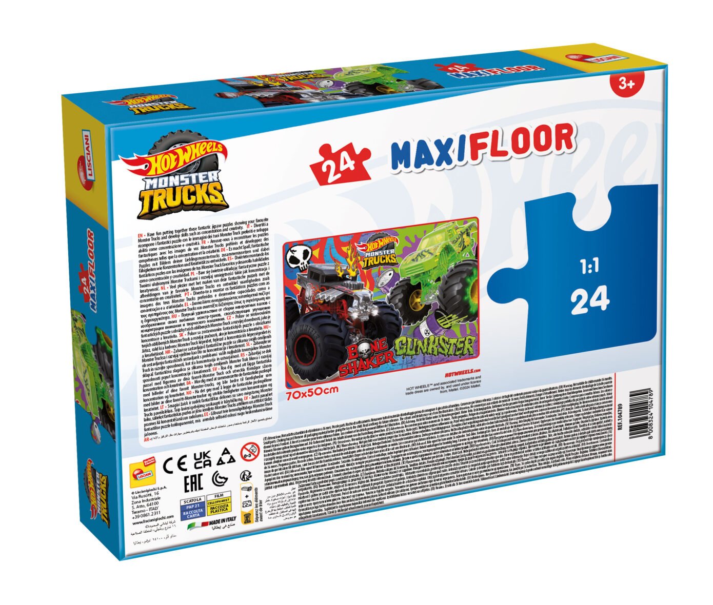 Puzzle Double-Face Géant Hot Wheels Monster Trucks – 24 pièces – Lisciani