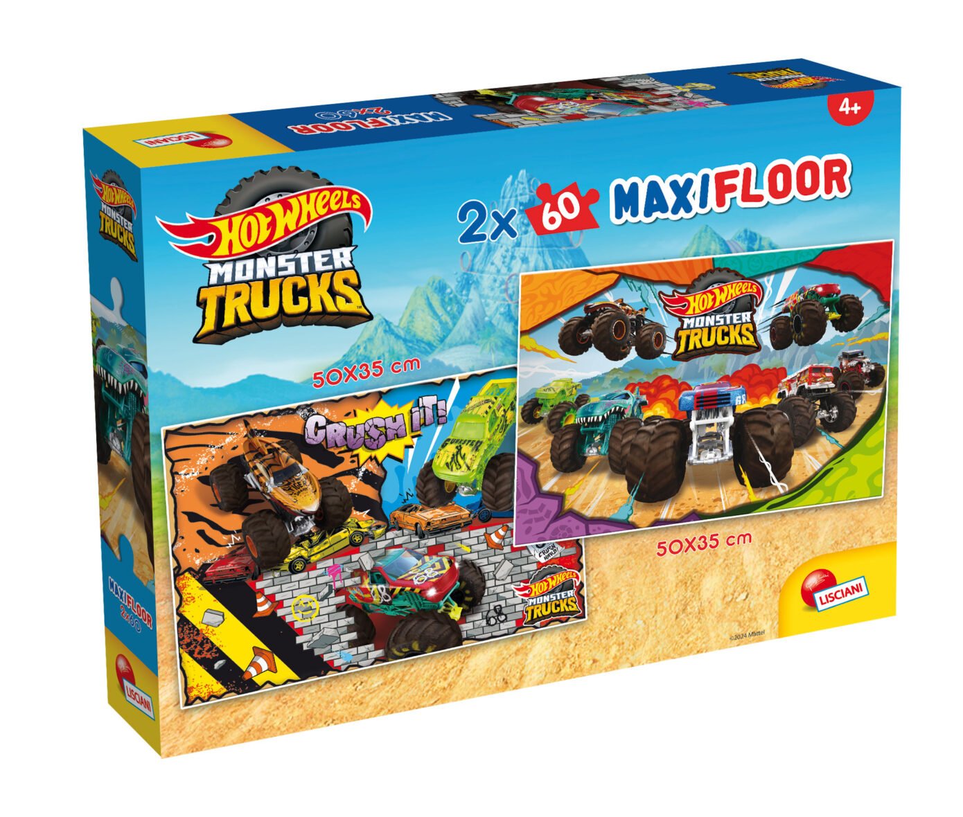 Puzzle Double-Face Géant Hot Wheels Monster Trucks – 2 x 60 pièces – Lisciani