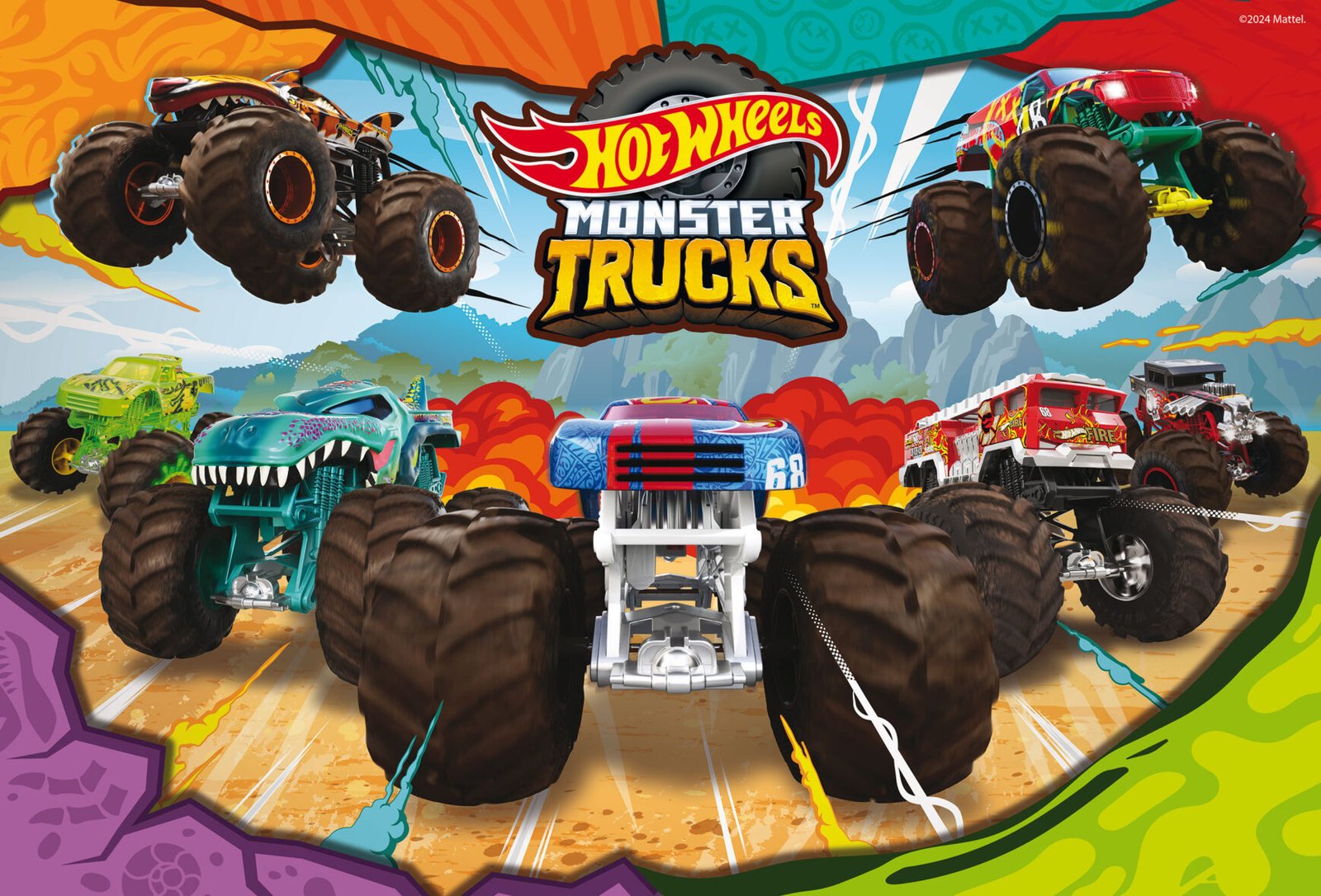 Puzzle Double-Face Géant Hot Wheels Monster Trucks – 2 x 60 pièces – Lisciani