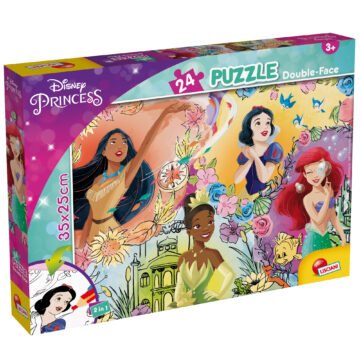 Puzzle Double-Face Disney Princesses – 24 pièces – Format Compact – Lisciani