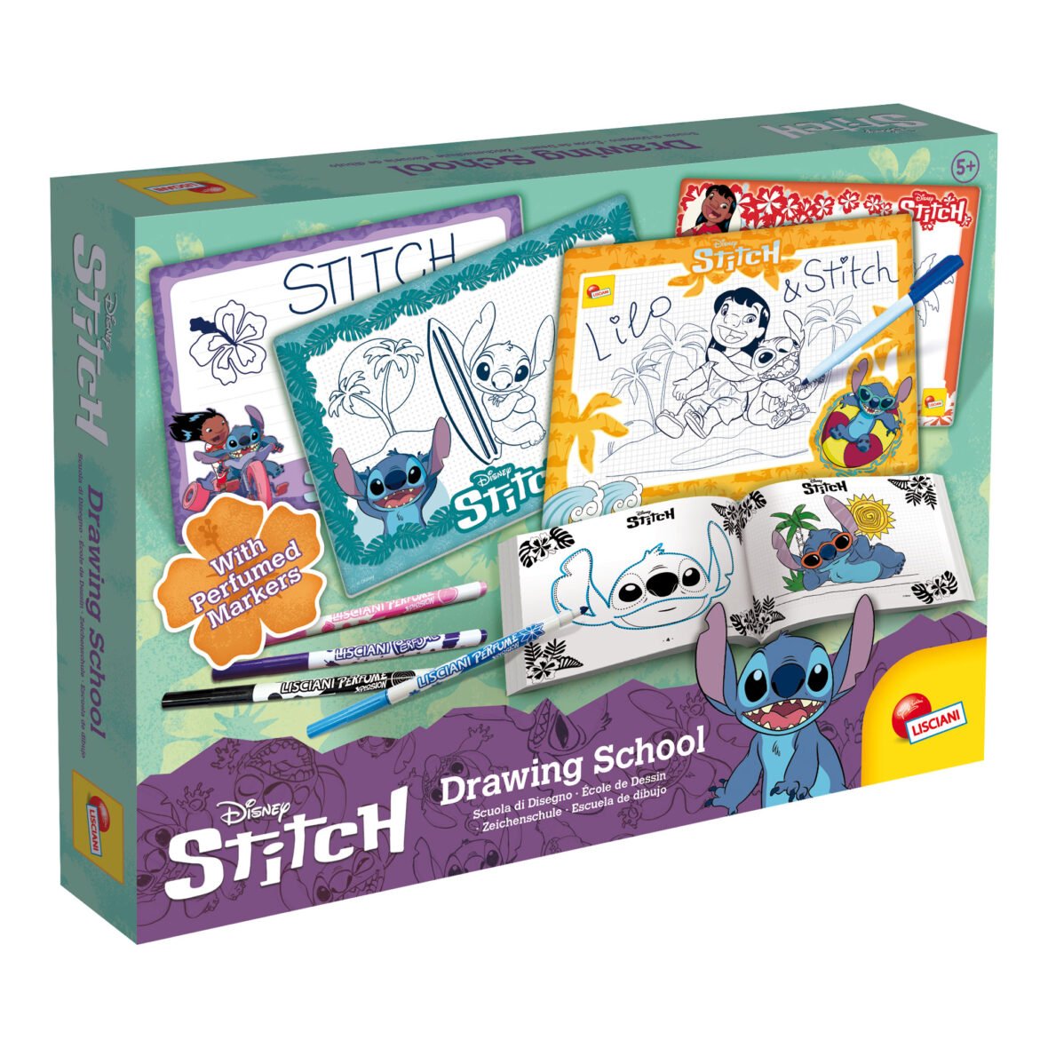 École de Dessin Stitch – Ardoises Effaçables et Feutres Parfumés – Lisciani
