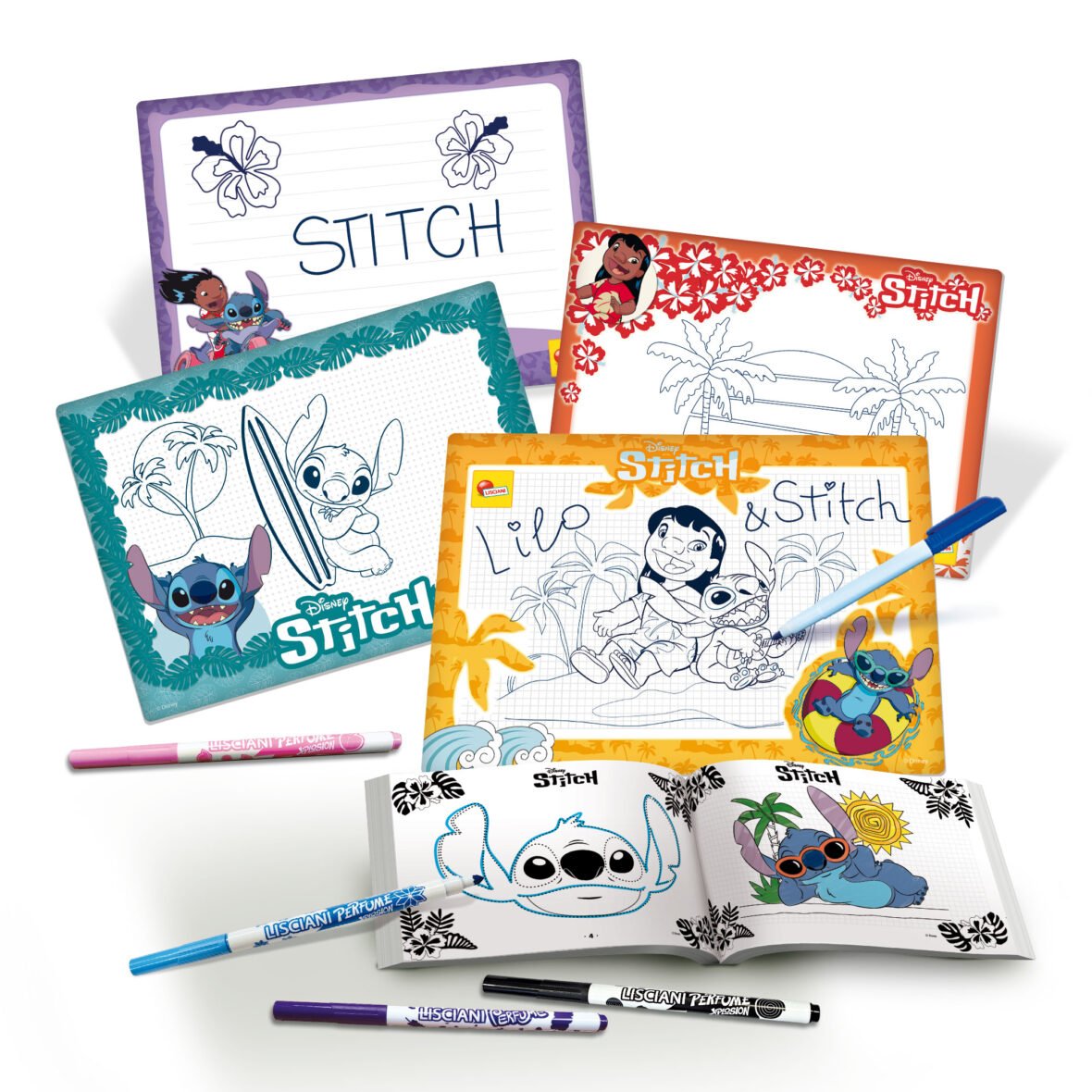 École de Dessin Stitch – Ardoises Effaçables et Feutres Parfumés – Lisciani