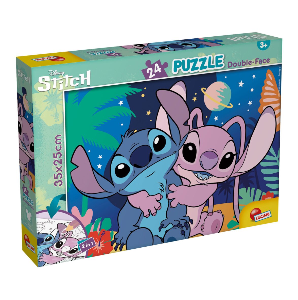 Puzzle Double-Face Lilo et Stitch – 24 pièces – Format Compact – Lisciani