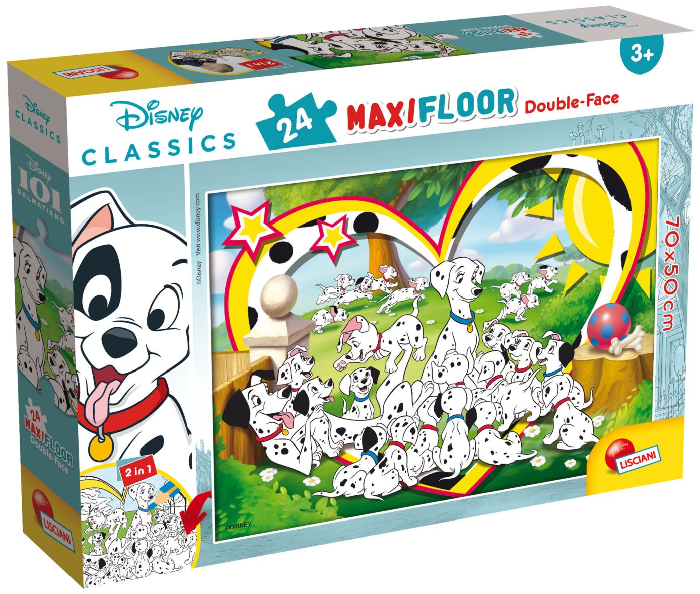 Puzzle Double-Face Géant Les 101 Dalmatiens – 24 pièces – Lisciani