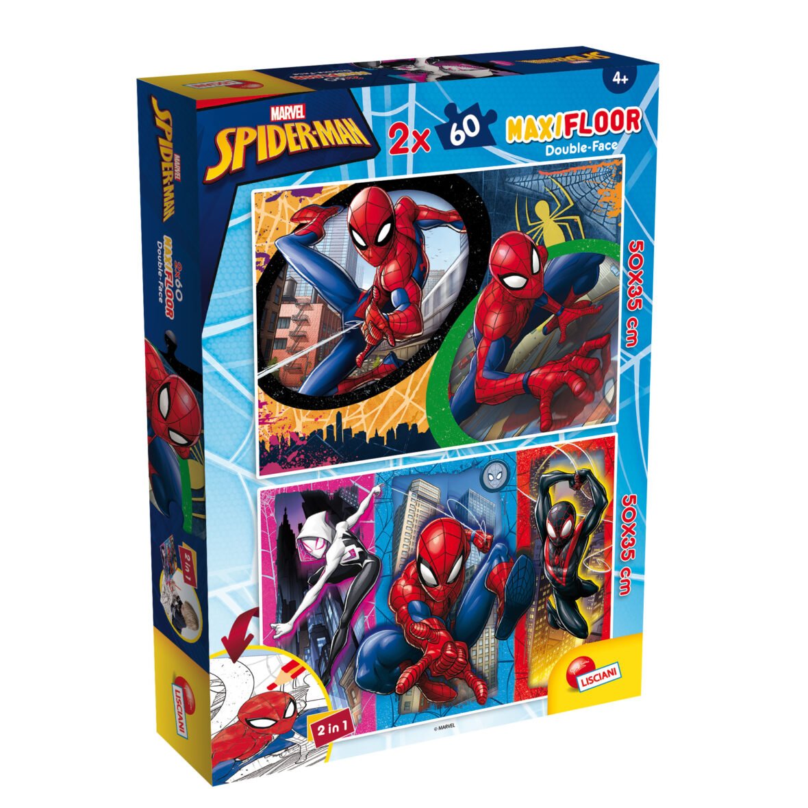 Puzzle Double-Face Géant Spider-Man – 2 x 60 pièces – Lisciani