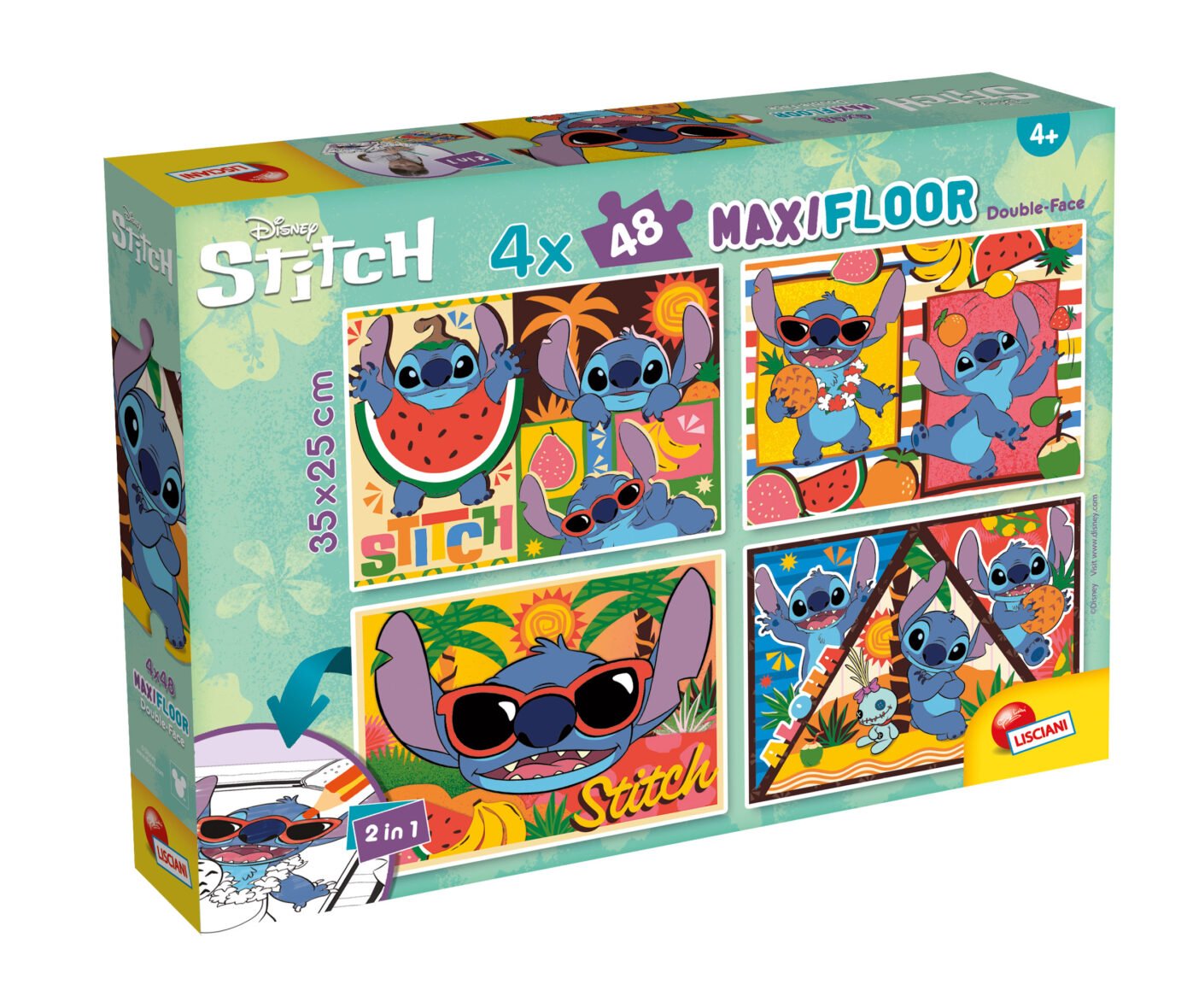 Puzzle Double-Face Géant Lilo et Stitch – 4 x 48 pièces – Lisciani