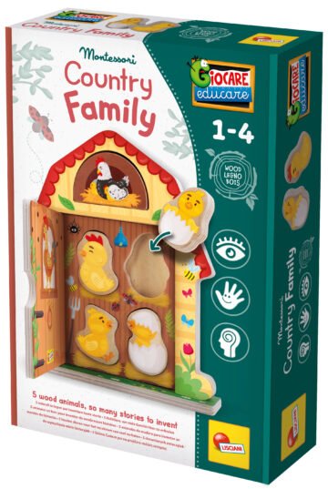 Jeu d’Encastrement Montessori en Bois – Famille de la Campagne – Lisciani