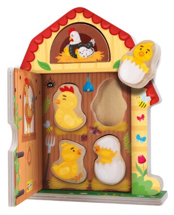 Jeu d’Encastrement Montessori en Bois – Famille de la Campagne – Lisciani