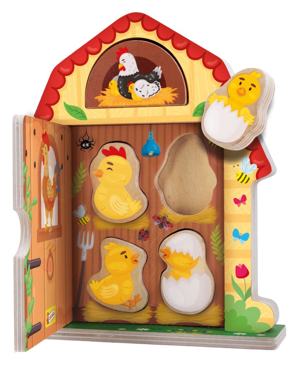 Jeu d’Encastrement Montessori en Bois – Famille de la Campagne – Lisciani