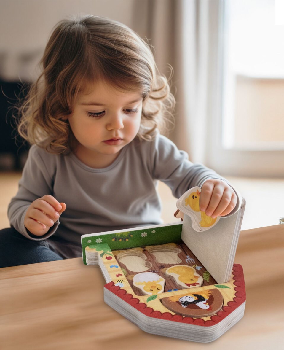 Jeu d’Encastrement Montessori en Bois – Famille de la Campagne – Lisciani