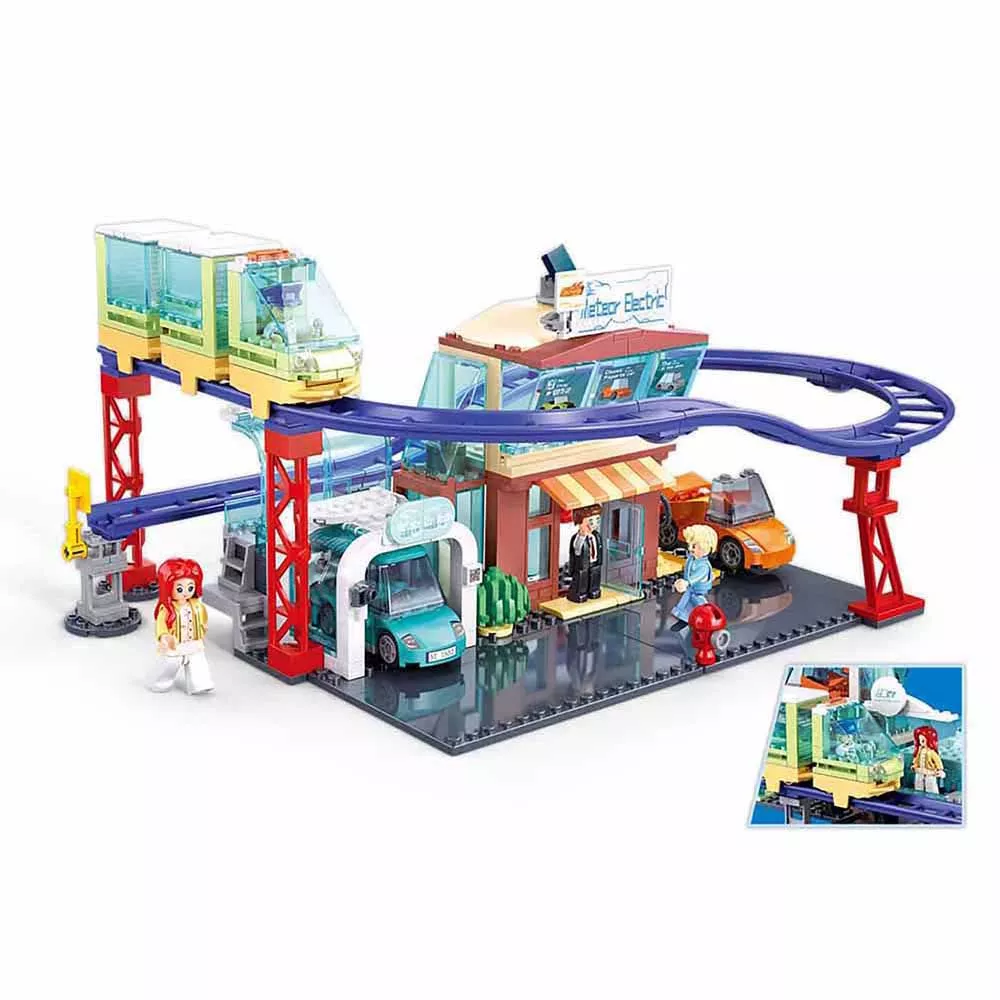 Jeu de Construction – Metropolis – Magasin de Véhicules Électriques – Sluban