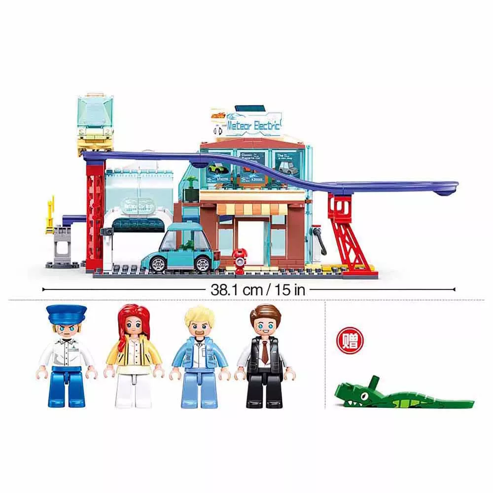 Jeu de Construction – Metropolis – Magasin de Véhicules Électriques – Sluban