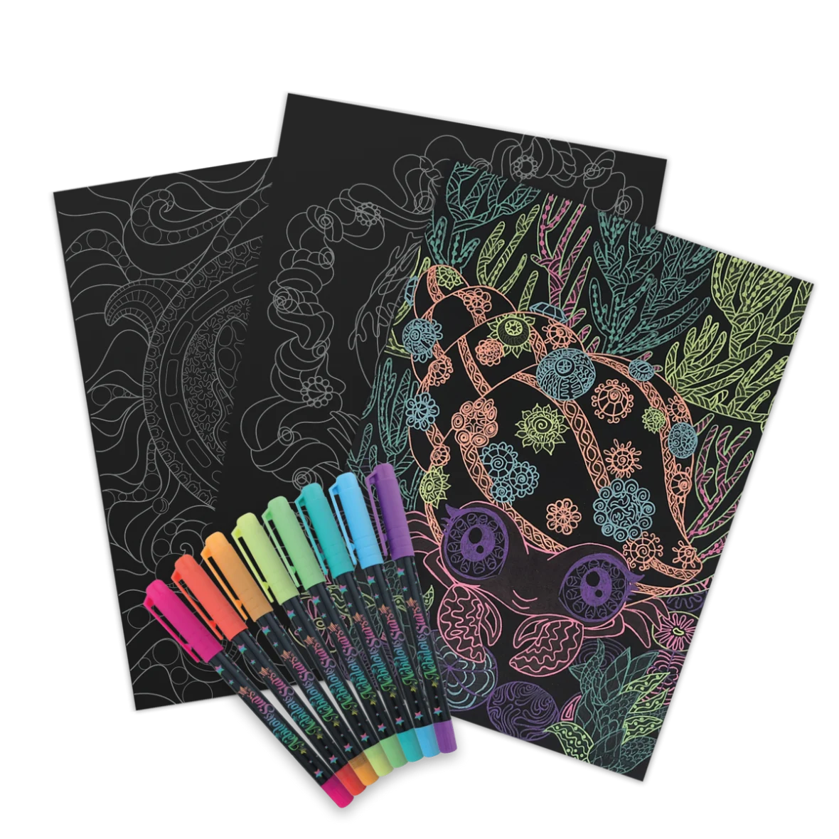 Livre de Coloriage à Pages Noires – Coralia – Nebulous Stars