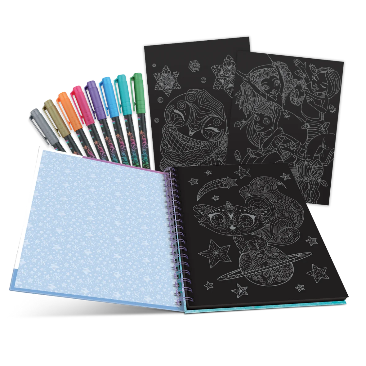 Livre de Coloriage à Pages Noires – Isadora – Nebulous Stars