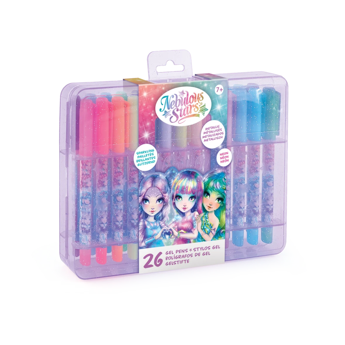 Coffret de 26 Stylos Gel – Fluo, Métallisés et Pailletés – Nebulous Stars