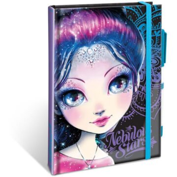 Stars Black Notebook Blue-Nebulous