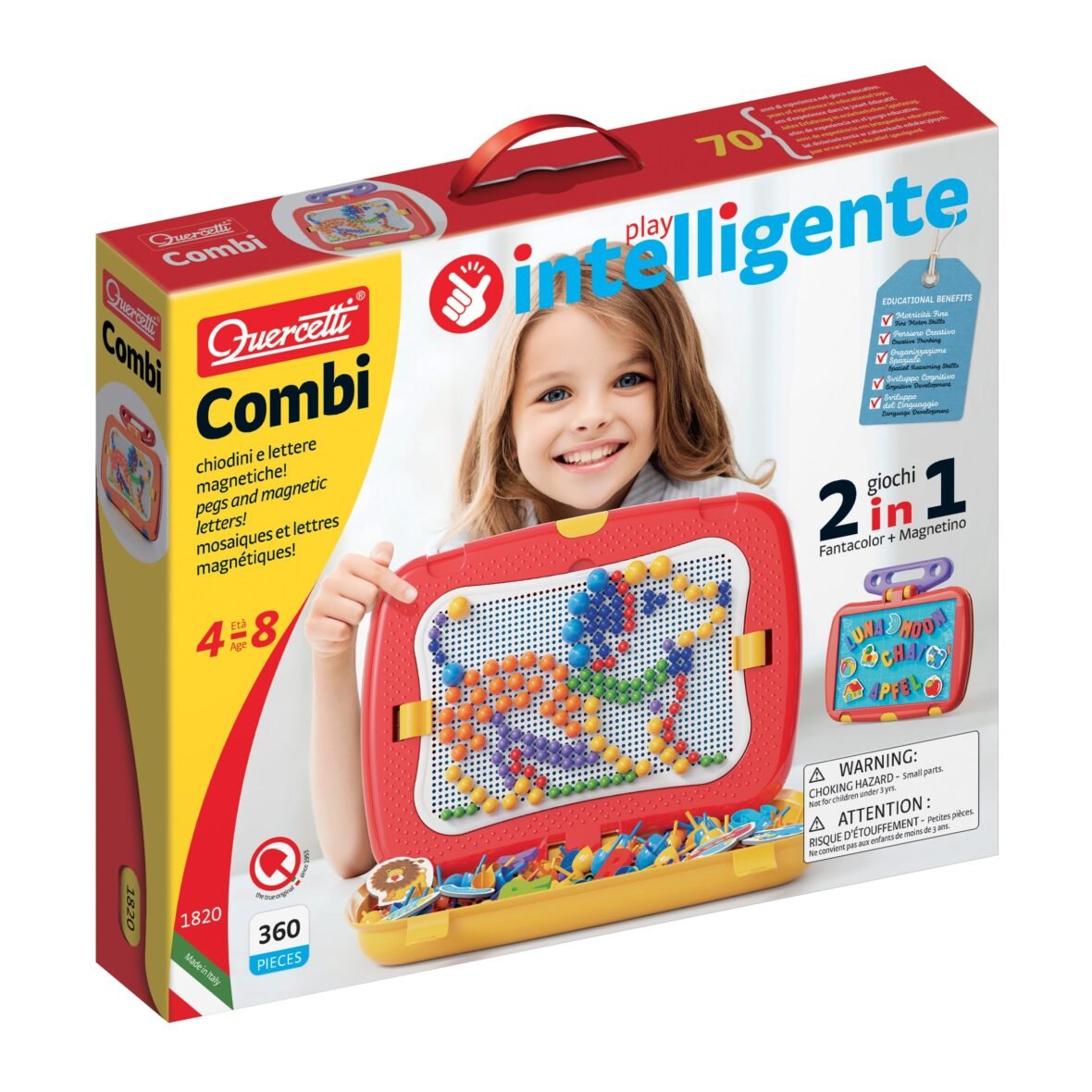 Quercetti Combi 1820 – Tableau a Picots et Ardoise Magnetique
