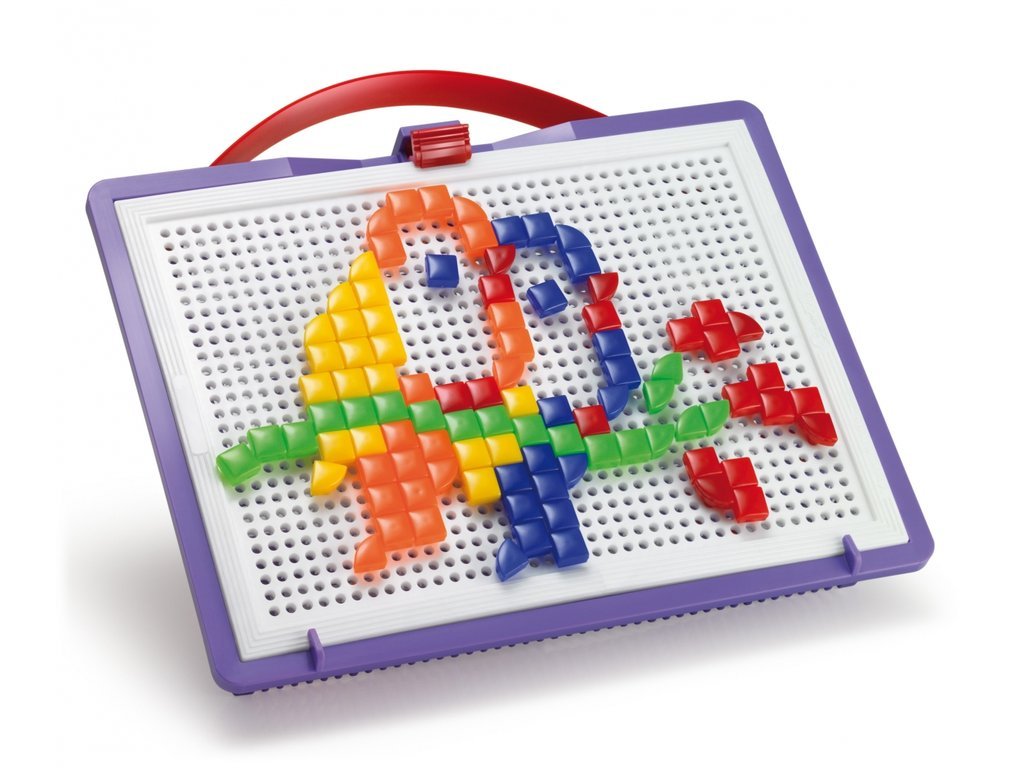 Quercetti FantaColor Portable Small 0924 – Jeu de mosaïque 100 clous carrés et triangulaires