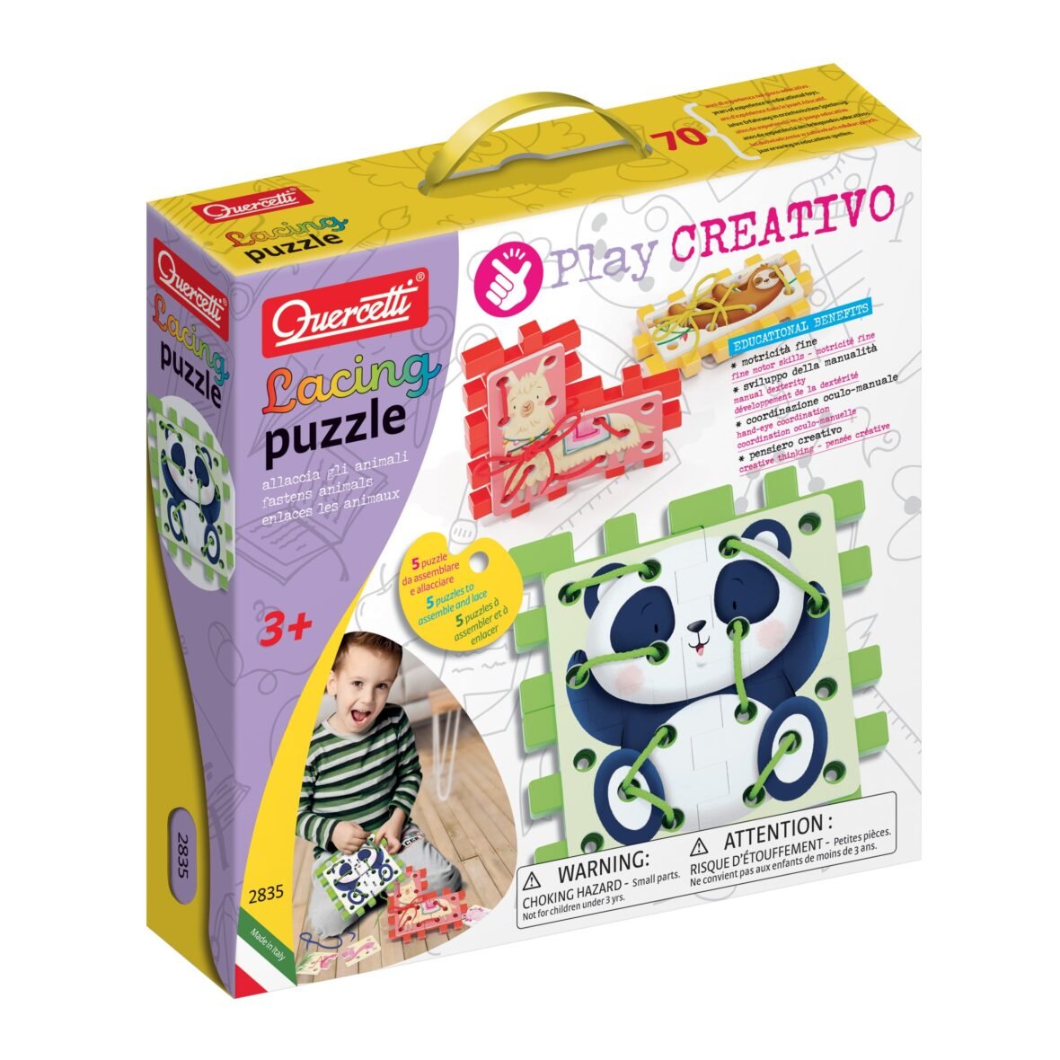 Quercetti Lacing Puzzle Enlaces les Animaux