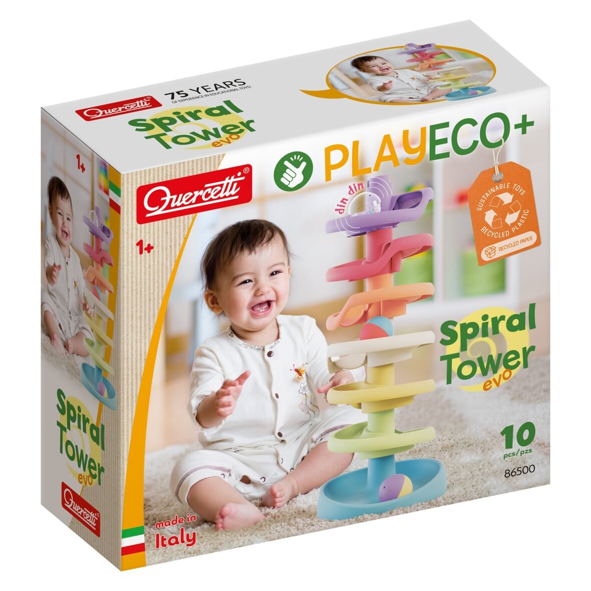 Quercetti Play Eco+ Spiral Tower — Tour à billes en spirale bioplastique