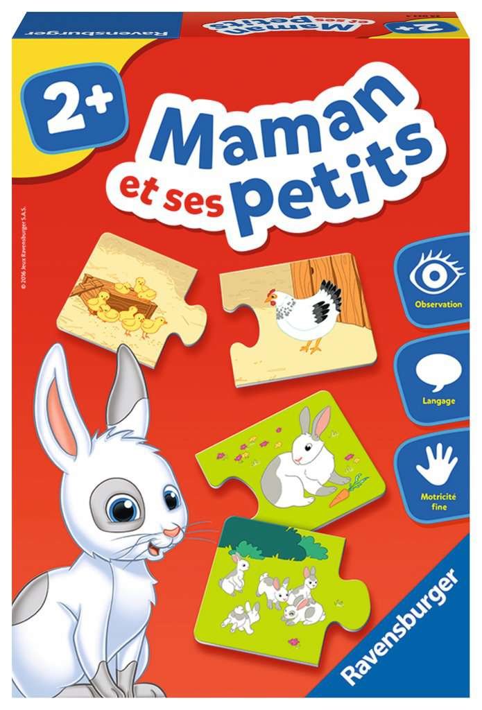 Ravensburger – Jeu Educatif – Maman et ses petits – Decouverte des animaux – Premier jeu d’association – Puzzle enfant Premier Age – A partir de 2 ans – 24023