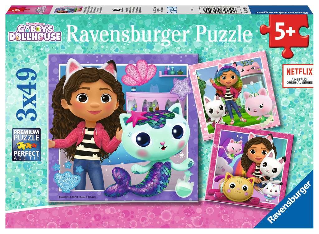 Ravensburger – Puzzles 3×49 pièces – Gabby et la Maison Magique